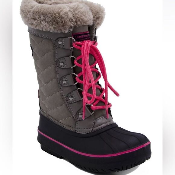 London Fog Little Girl’s Faux Fur Winter Boots - Picture 1 of 8